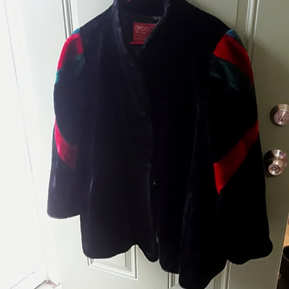 Vintage 70s Sasson Black Faux Fur Coat 26